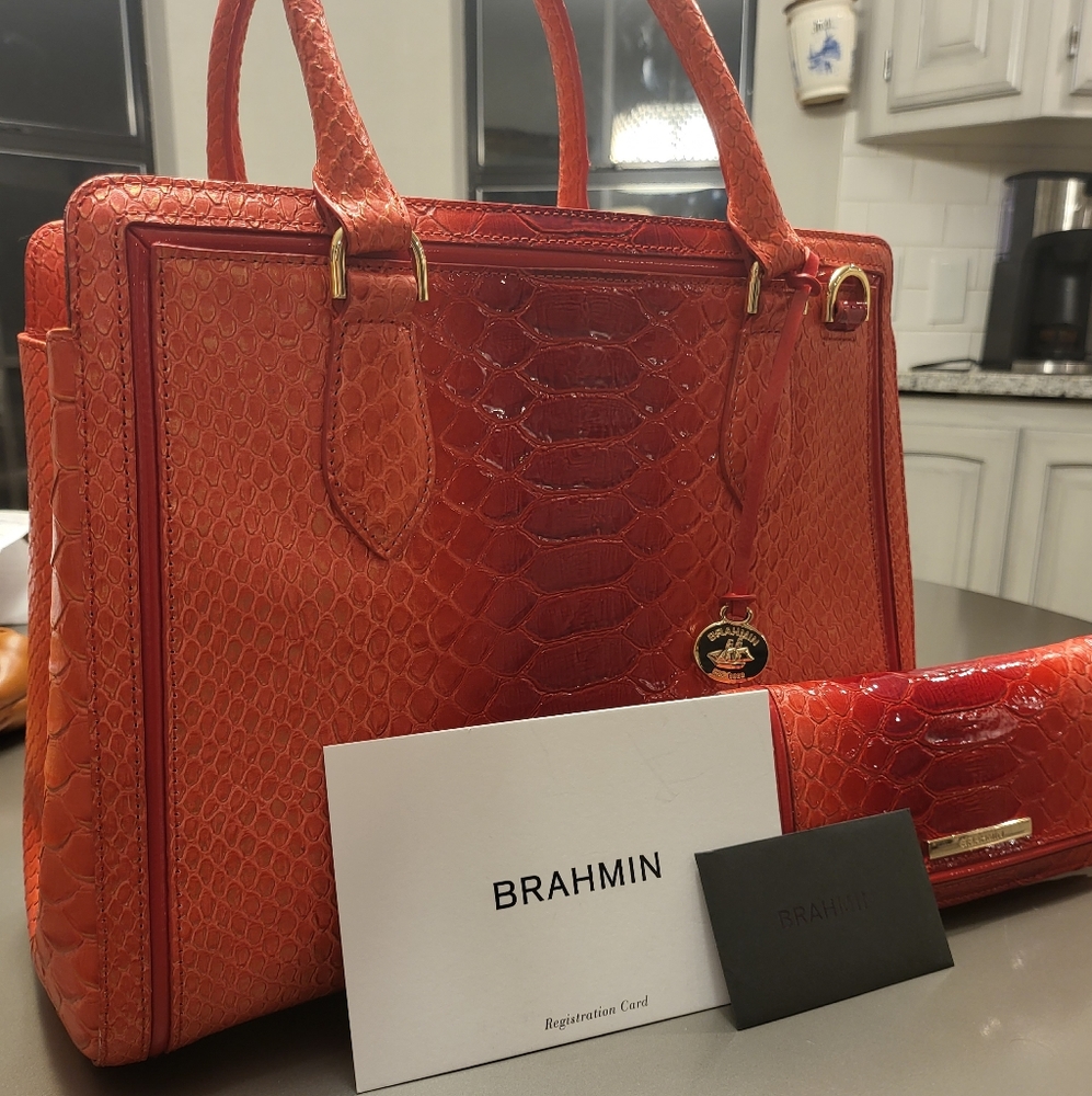 Red Brahmin top handle purse